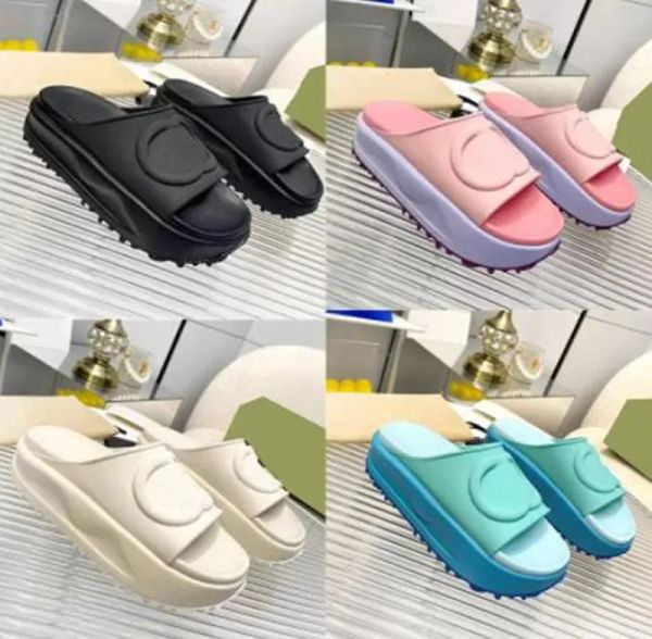

thick soled slippers designer sandal new style slippers sandal sliders macaron thick bottom non-slip soft bottom fashion g house slipper wpg, Black