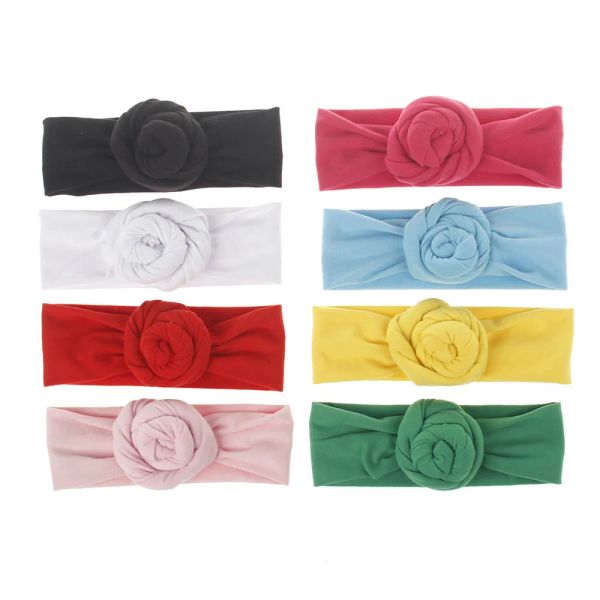 

girls solid turban hairband elastic baby infant knot headband kids hair accessories baby cute headwrap, Black;brown