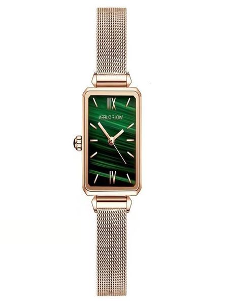 

rose malachite fashion watch japanese machine waterproof quartz small square green gold lady039s watch2073136, Blue