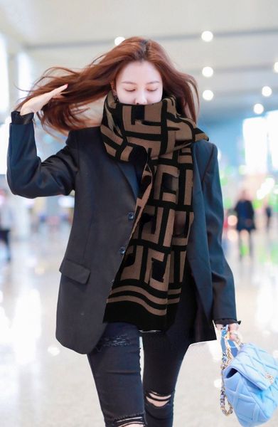 

scarf winter double scarf women's cashmere letters warm cashmere shawl women's thick soft shawl lovers' scarf, Blue;gray