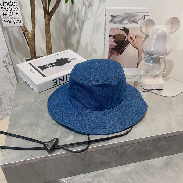 

bucket hats denim caps women's fisherman hat black blue summer travel designer outdoor sports luxury sun visor pure cotton triangle log, Blue;gray