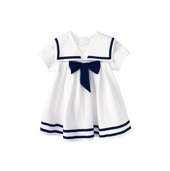 

pureborn toddler infant baby girl sailor dress bowknot sailor collar summer breathable cotton beach holiday baby girl clothes q0718916651, Red;yellow