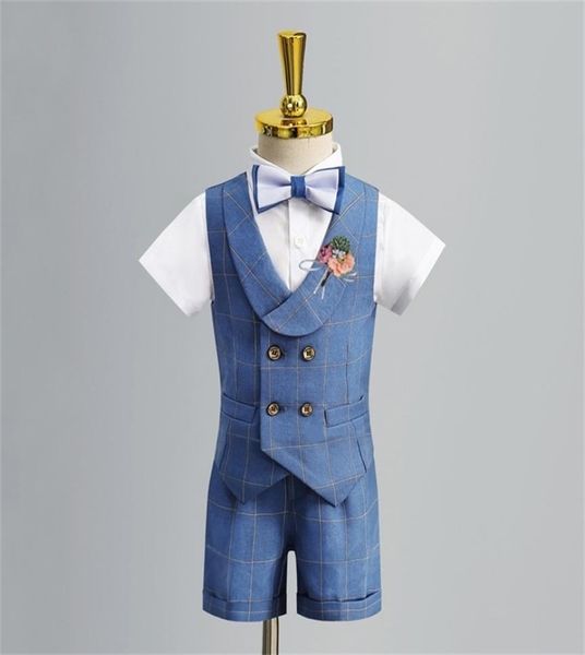 

children s formal vest suit set boy summer wedding baby s first birthday piano performance costume kids waistcoat shorts clothes 22810242, White