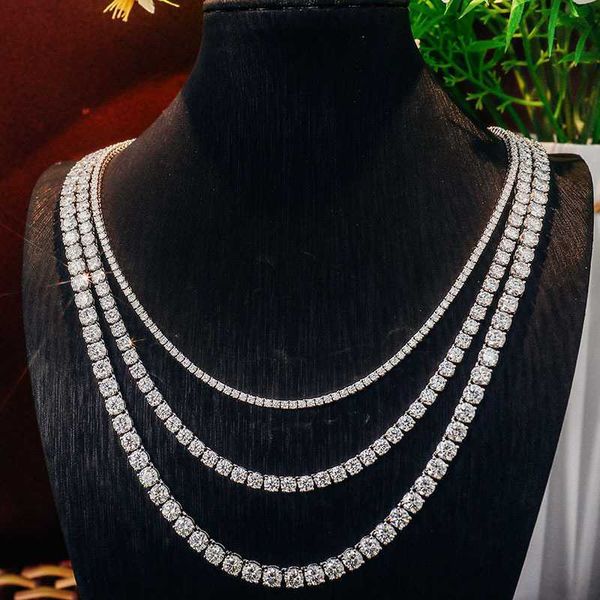 

gra certified hiphop 925 sterling silver 2mm 3mm 4mm 5mm d vvs moissanite 16in 18in 20in 22in 24in choker tennis chain necklace