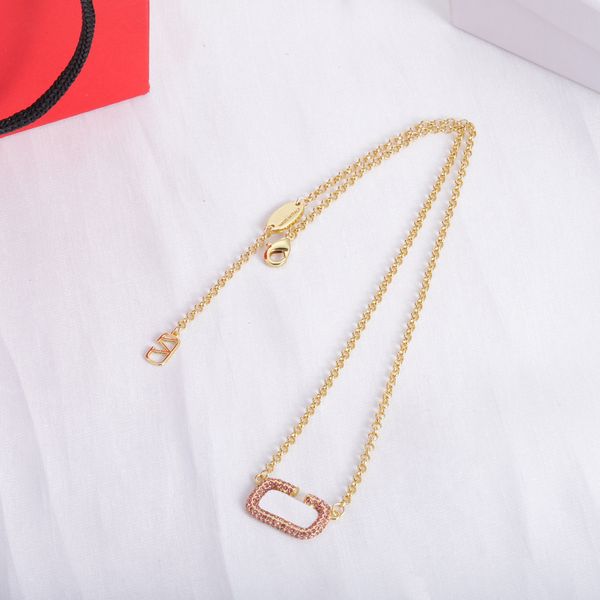 

luxury designer gold necklace for woman gold plated chain with crystal rhinestone v pendant designer necklaces women wedding jewelry accesso, Silver