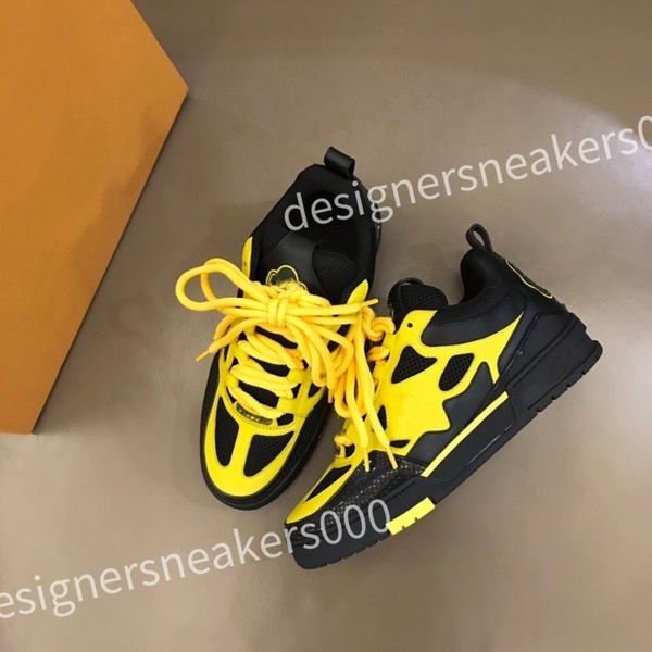

2023 luxury designer men shoes sneakers calfskin trainers basketball white grey thick bottom sneakers leather platform shoe, Black