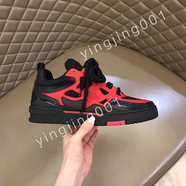 

new luxury designer men causal shoes fashion woman leather lace up platform sole sneakers white black mens women
