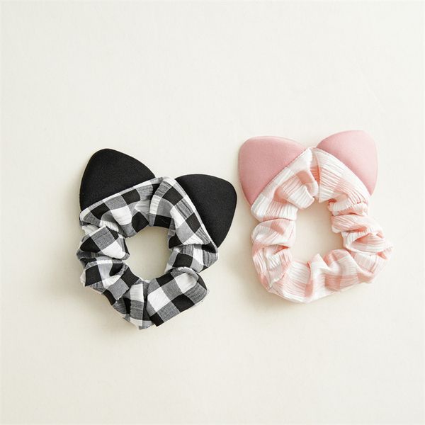 

fashion blogger designer jewelrnew plaid hair band cute and simple cat's ears large intestine hair band headdress versatilepony tails h, Golden;silver