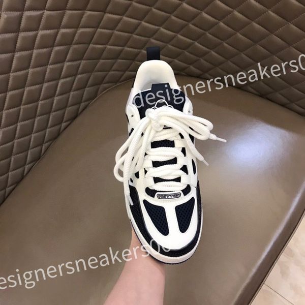 

2023 designer men shoes sneakers calfskin trainers basketball white grey thick bottom sneakers leather platform shoe, Black