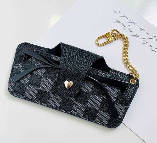 

7style creative glasses case keychain car keychains leather sunglasses storage bag keyring men women couples bag pendant accessories, Silver