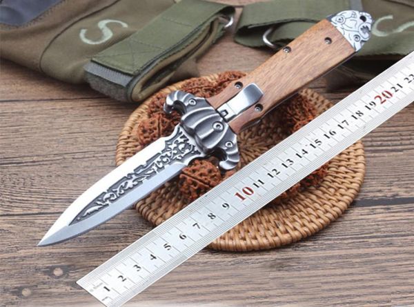

italy automatic knives side open auto assisted knife 8cr13mov 59hrc rosewood handle edc folding tactical pocket knife hunting tool5393763