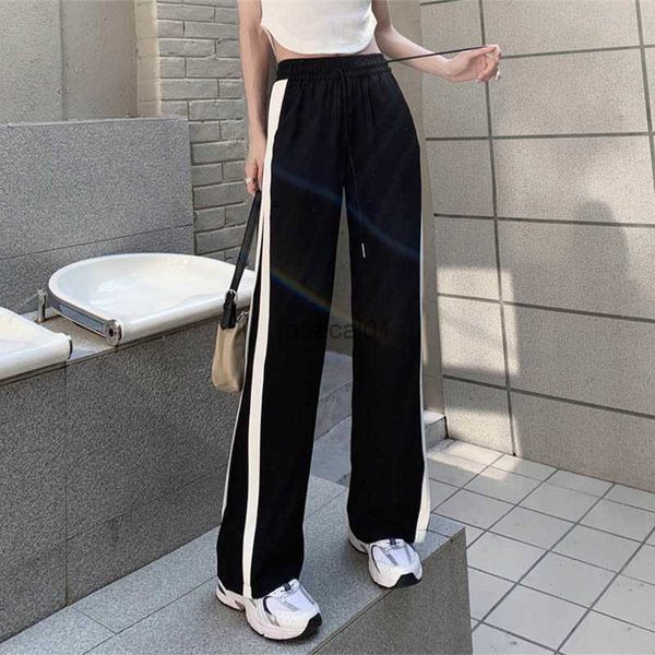 

s4xl plus size pear shaped body high waist women spring and autumn large casual long pants loose fat sister slim wide leg ladie l230621, Black;white