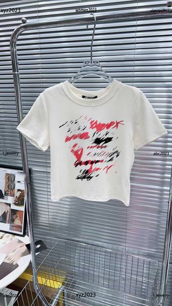 

luxurious women designer t-shirt red flower print tees multi color optional round neck short sleeve #multiple product, White