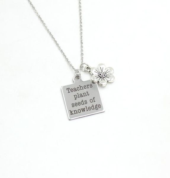 

new arrival stainless steel necklace teacher necklace teachers plant seeds of knowledge pendant necklace teachers gifts for teache2836157, Silver