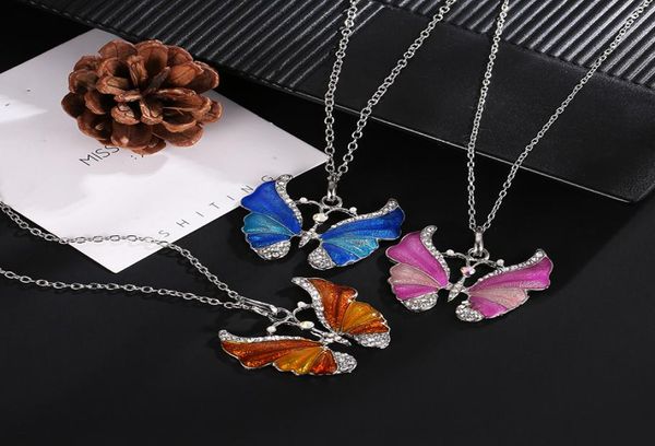 

beautiful rhinestone long necklaces butterfly necklaces0122511655, Silver