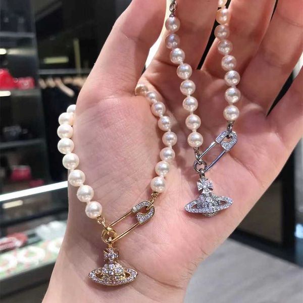 

empress dowager viviance saturn pins women's high edition classic ins natural pearl bracelet, Silver