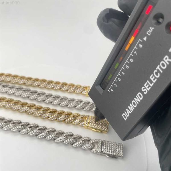 

custom hip hop jewelry moissanite iced out cuban link chain 925 silver 15mm 12mm 10mm diamond moissanite cuban chain necklace
