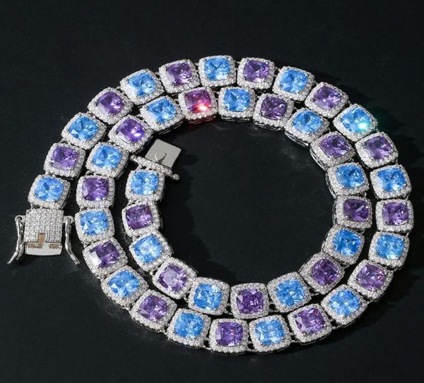 

new hip hop men039s necklace 10mm square color blue purple zircon necklace blingchain jewelry gift4614610, Black