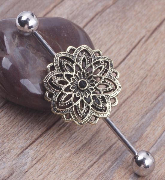 

ear industrial piercing flower dream catcher ear industrial barbell cartilage helix piercing jewelry1987260, Silver