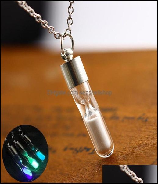 

pendant necklaces glow in the dark time hourglass luminous glass phosphor bottle charm for women fashion jewelry gift9069350, Silver