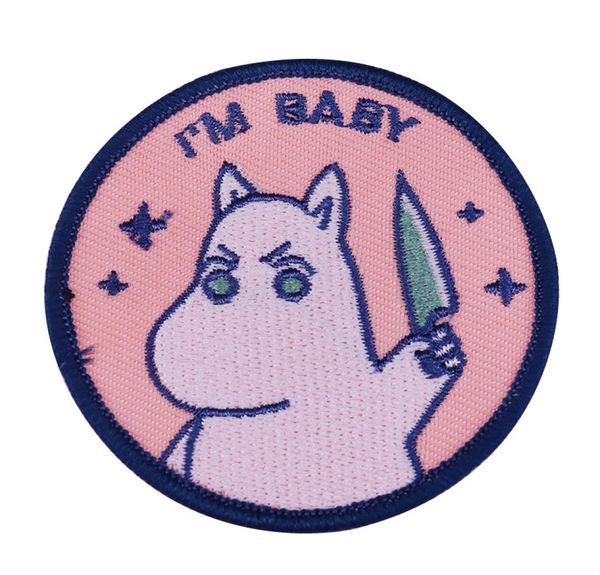 

cute moomin sew on patches tell me i039m baby funny cartoon animation jewelry9637865, Gray