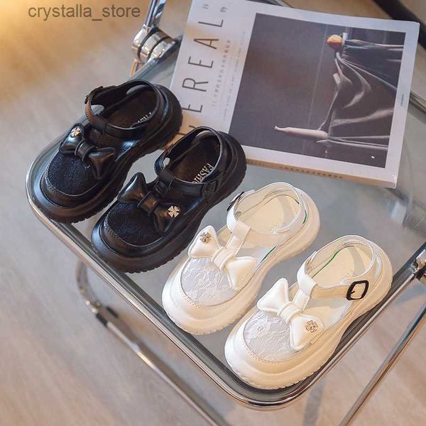 

girls' sandals 2023 new children's fashion mesh bow toe wrap simple solid color versatile princess soft anti slip kids sandals l23, Black;red