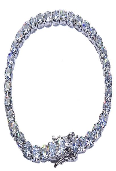 

platinum plated 925 sterling sier created moissanite gemstone diamond tennis bracelet for women wedding fine jewelry whole7533599, Black