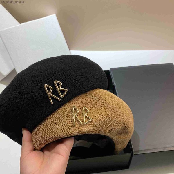 

rb thin beret spring and summer new fashion trend knitted newsboy hat fashion street everyman octagonal hat direct sales l230523, Blue;gray