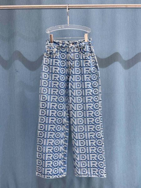

fashion straight loose jeans female high waist letter pattern jeans women casual design jeans vintage blue denim pants lady