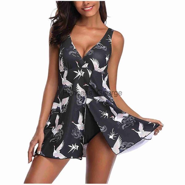 

women's plus size swimwear summer large swimsuits female twopiece swimwear plus size tankini sets beach wear bathing suit pool women sw, Black