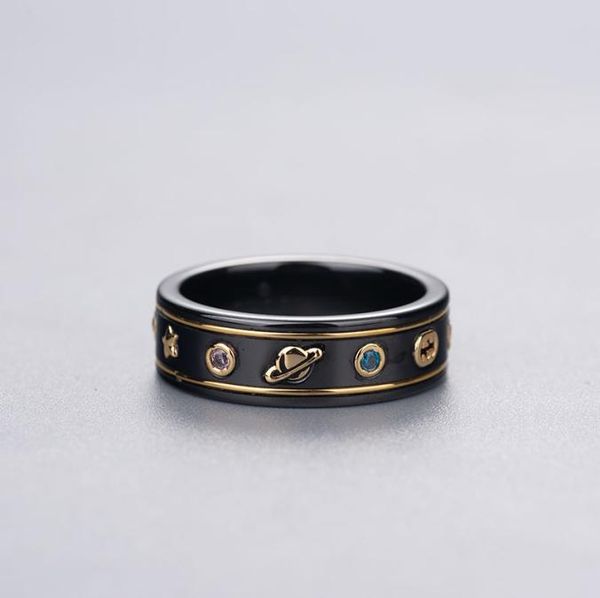 

double 99 ancient black and white ceramic ring bee planet couple couple rings valentines day gift factory direct supply can 3577390, Silver
