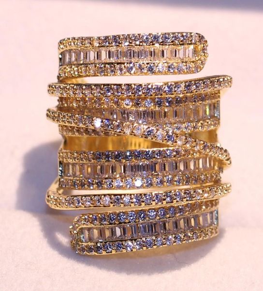 

victoria sparkling luxury jewelry 925 sterling silver yellow gold filled princess cut white z cz diamond party women wedding 6138560, Slivery;golden