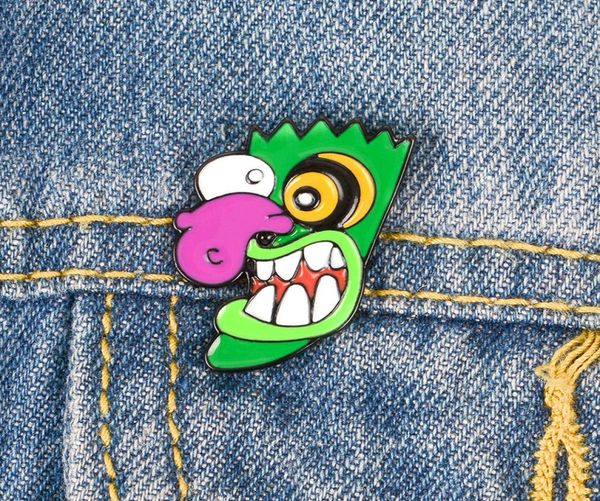 

strange species with long green nose enamel brooch denim clothes bag lapel pin button badge cartoon jewelry gift for kids4643851, Gray