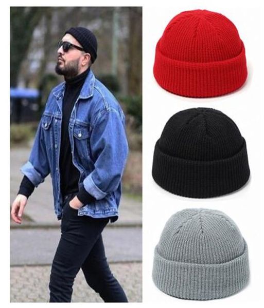 

knitted hats for women skullcap men beanie hat winter retro brimless baggy melon cap cuff docker fisherman beanies hats for men4712145, Black;green