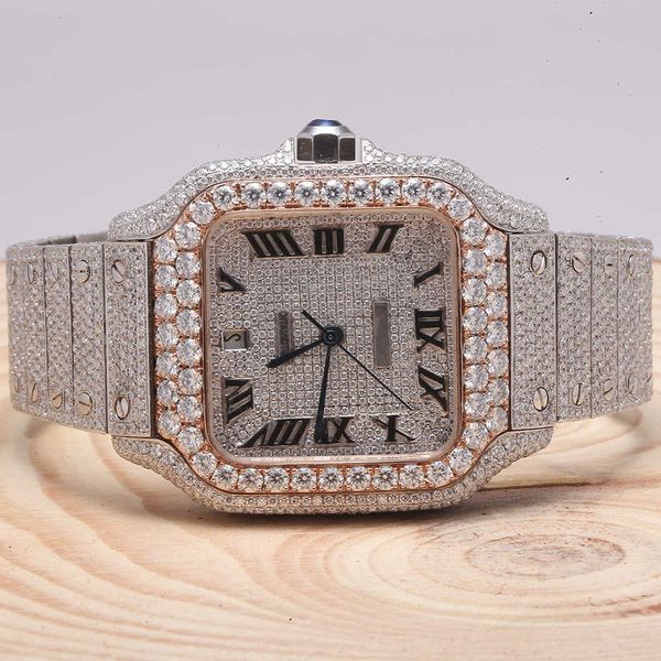 

wristwatch 2023new arrival brand iced out luxury gold sier original customized hip hop men diam ond diamond wrist watch, Silver