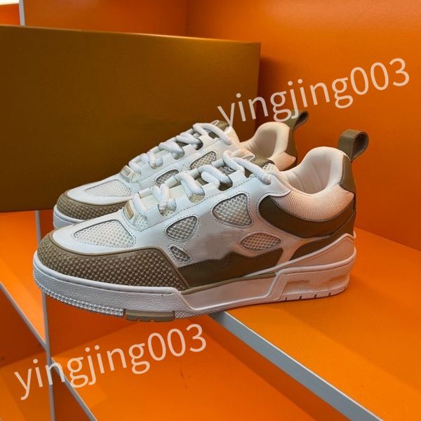 

2023 luxury designer casual shoes sneakers leather embroidered black men chaussures white shoe walking sports platform trainers