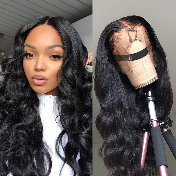

body wave wig remy hair 13x6 lace front wig brazilian human hair wigs pre plucked for women lace 5x5 lace closure wig, Black;brown