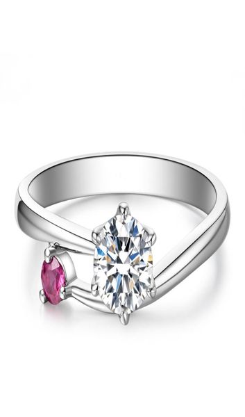 

14k au585 white gold ring women wedding anniversary engagement party ring ruby 6 claw round moissanite diamond elegant trendy7298494, Silver