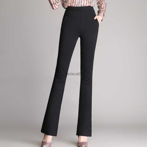 

new micro flared female high waist straight work pants trousers womens pants plus size s5xl l230621, Black;white