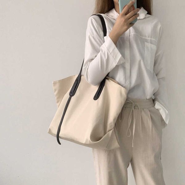 

atmosphere simple nylon canvas bag women's single shoulder bag large capacity bag black net red leisure tote bag versatile