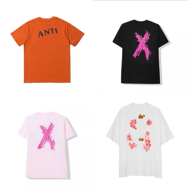 

men's t shirts fashion assc anti social club cross print t-shirt casual couple short678, White