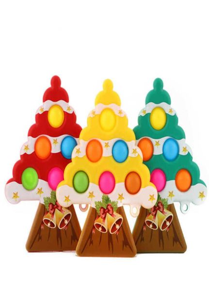 

tiktok christmas tree shape key ring sensory fidget pop bubble popper push popits pooits poppers stress relief ball keychain deco6428412