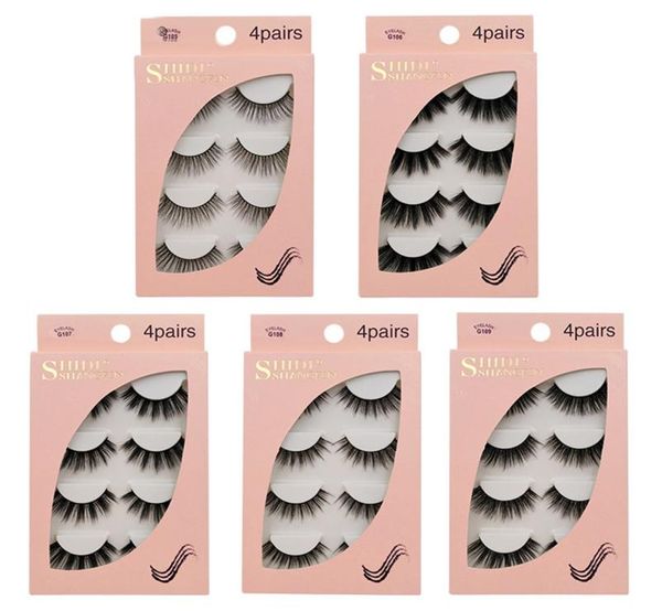 

epacket 4 pairs of new product handmade mink false eyelashes natural slender long threedimensional multilayer eyelashes1840363