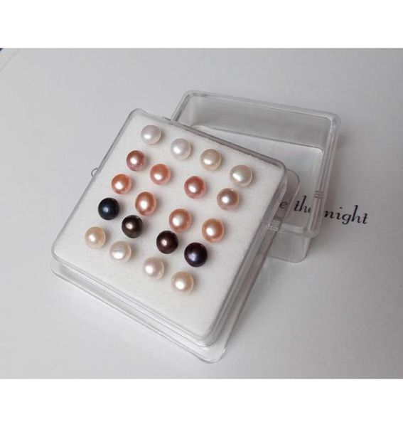 

natural 10 pairset 925 silver filled 6mm freshwater pearl ear studs beautiful jewelry chinese exquisite genuine2725672, Golden;silver