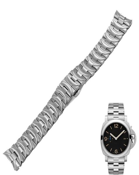 

rolamy 24mm 316l stainless steel watch band silver double push clasp7536972, Black;brown