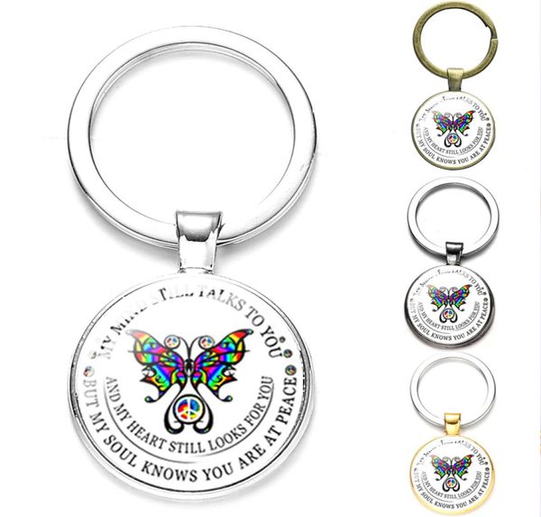 

christian believers my mind still talks to you key chain for women butterflies cross pattern glass badges keyring men gadgets9908464, Silver