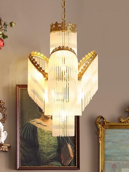 

full copper crystal pendant lamps french retro tassels hanging pendant lights fixture american vintage romantic bedroom dining room luminari