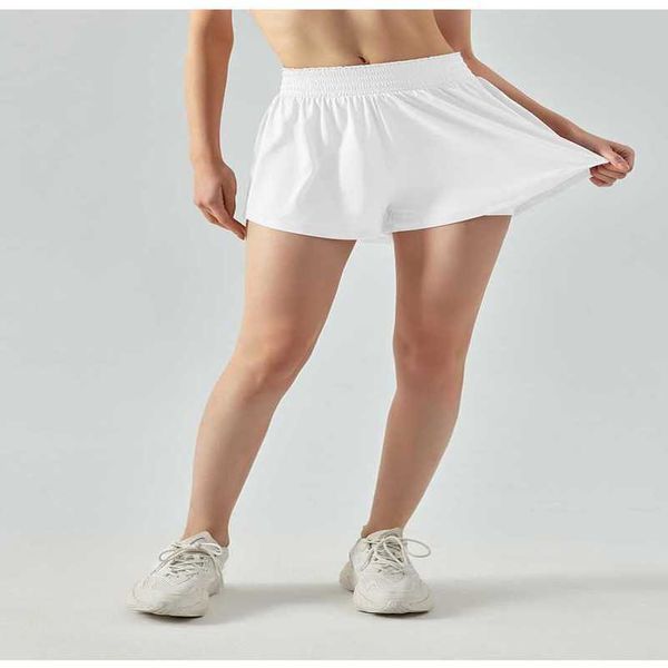 

ll women sports yoga shorts outfits high waist sportswear breathable exercise fitness wear short pants girls running elastic with inner lini, White;black