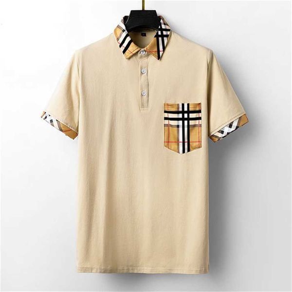 

designer men's polo black beige embroidery alphabet plaid brand multiple styles 100% cotton breathable anti-wrinkle anti-pilling slim b, White;black