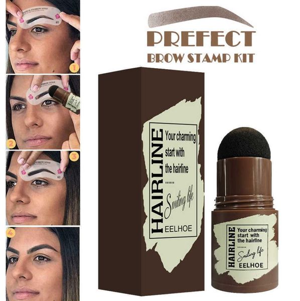 

women one step eyebrow enhancers brown stamp shaping kit hairline repair powder with 10 pcs eyebrow card1724908